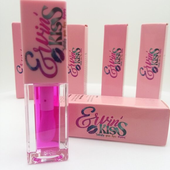 Lip Gloss 5 Flavors Erwin's Kiss Plumping  Shine Sexy Glam Free Gift Strawberry - Picture 7 of 11